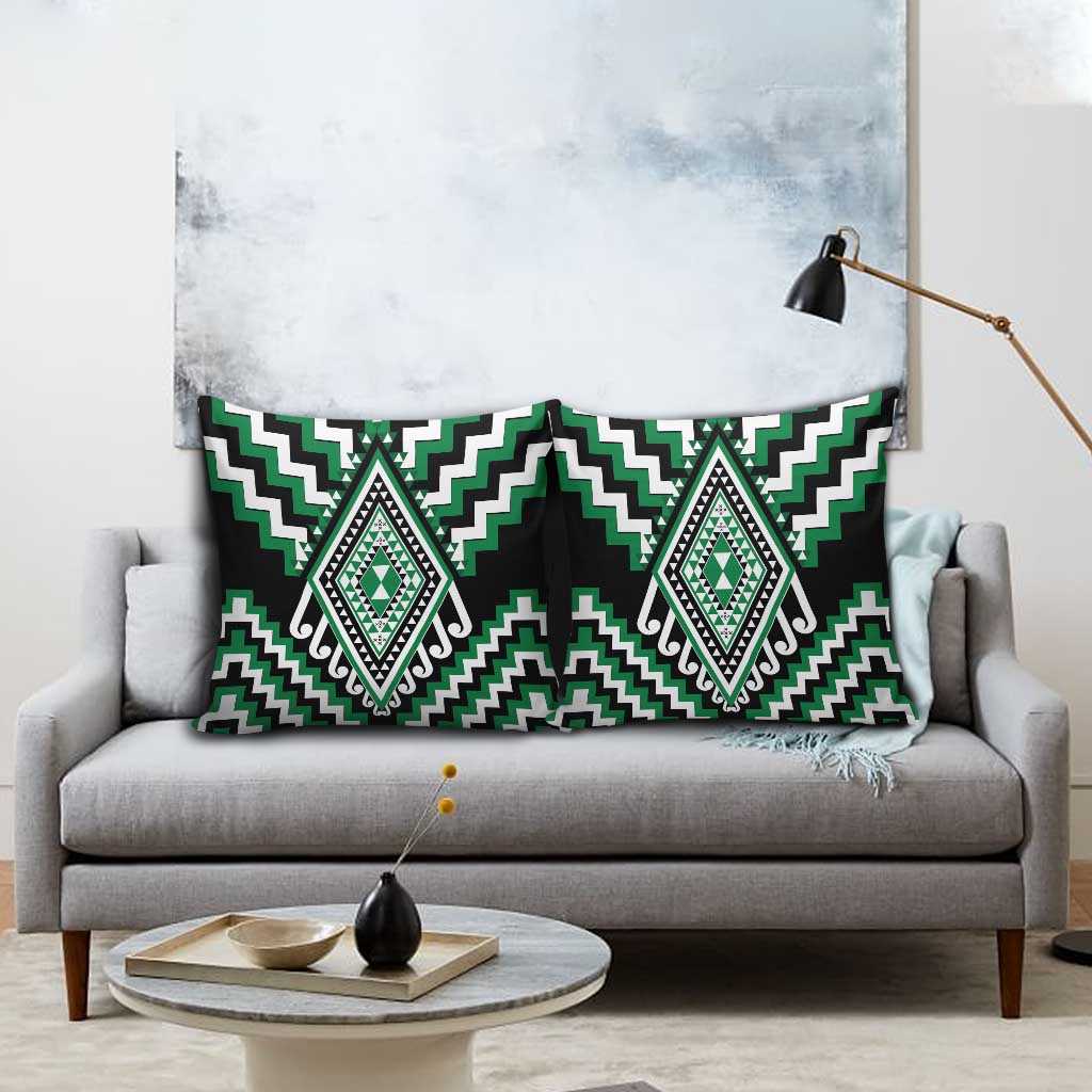 Green New Zealand Taniko Poutama Patikitiki Pillow Cover - Aussie Hoodie