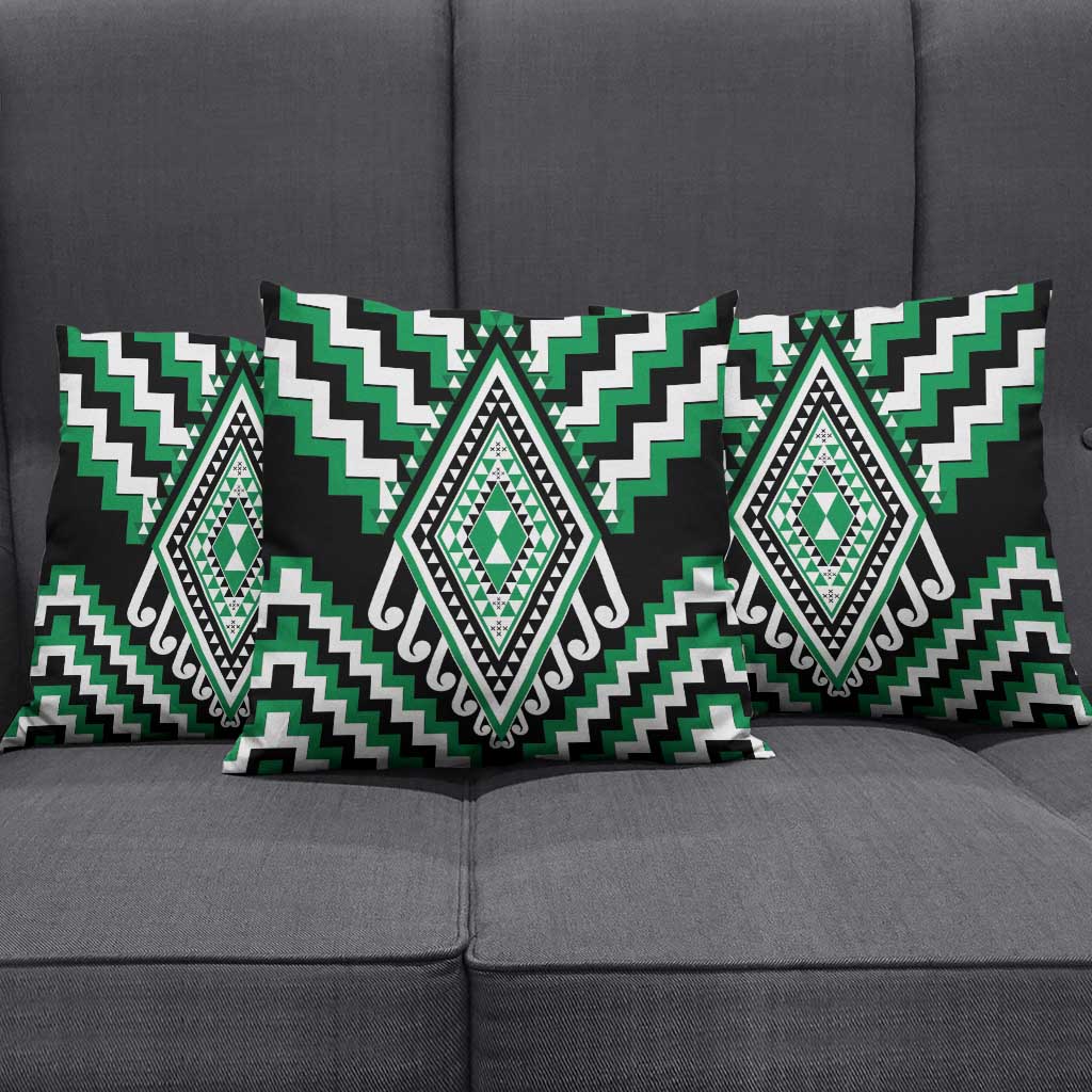 Green New Zealand Taniko Poutama Patikitiki Pillow Cover - Aussie Hoodie