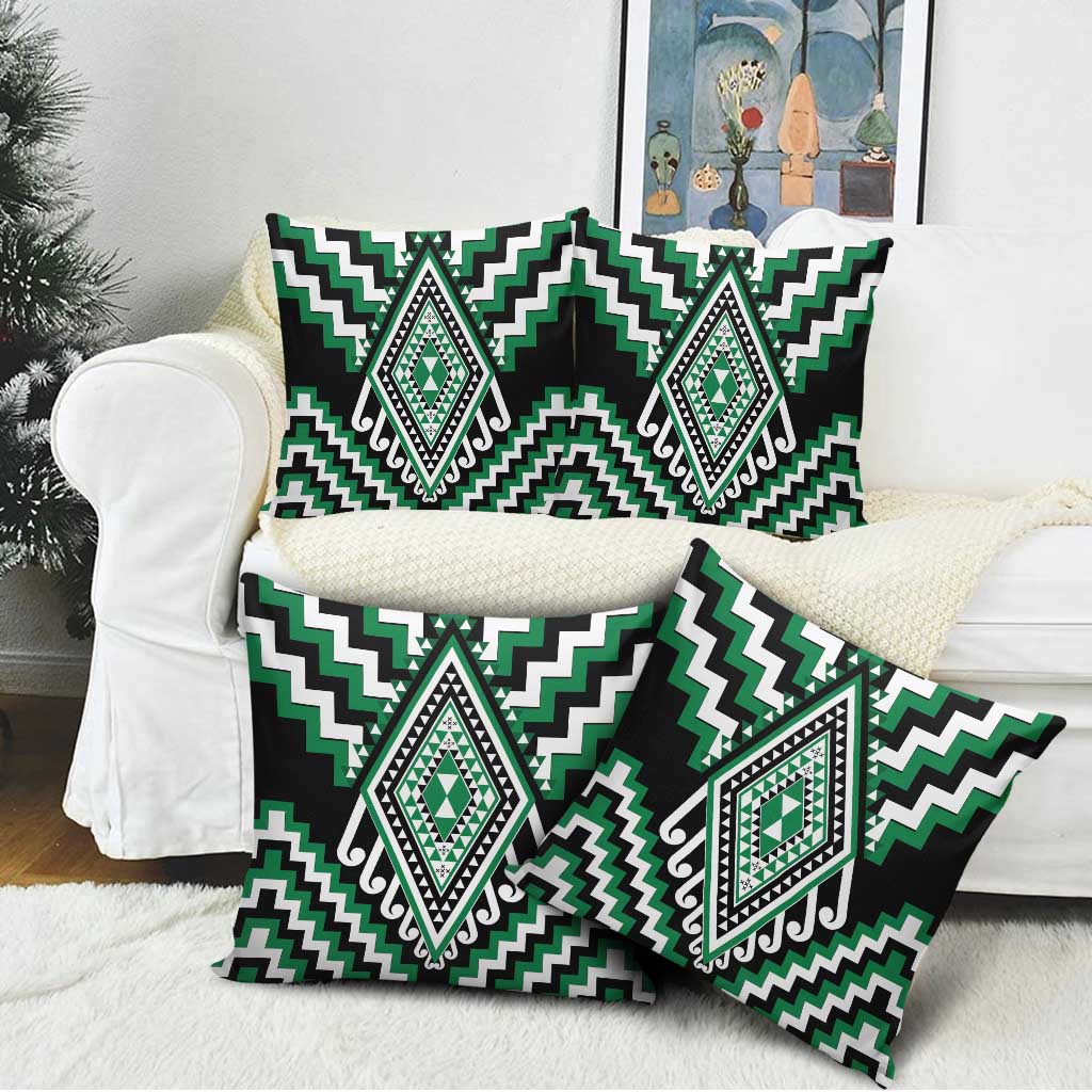Green New Zealand Taniko Poutama Patikitiki Pillow Cover - Aussie Hoodie