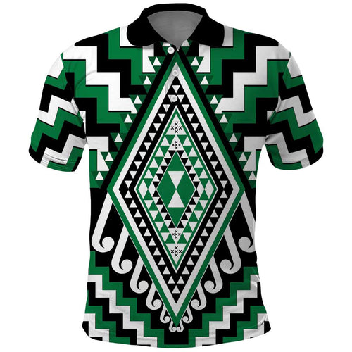 Green Aotearoa Taniko Poutama Patikitiki Polo Shirt