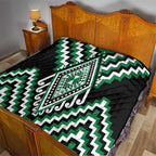 Green Aotearoa Taniko Poutama Patikitiki Quilt