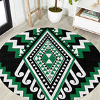 Green Aotearoa Taniko Poutama Patikitiki Round Carpet