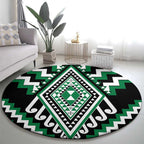 Green Aotearoa Taniko Poutama Patikitiki Round Carpet