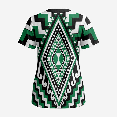 Green Aotearoa Taniko Poutama Patikitiki Scrub Top - Aussie Hoodie