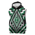Green New Zealand Taniko Poutama Patikitiki Sleeveless Hoodie - Aussie Hoodie