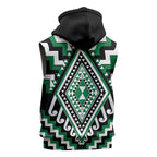 Green New Zealand Taniko Poutama Patikitiki Sleeveless Hoodie - Aussie Hoodie