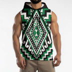 Green New Zealand Taniko Poutama Patikitiki Sleeveless Hoodie - Aussie Hoodie