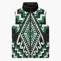 Green New Zealand Taniko Poutama Patikitiki Sleeveless Puffer Jacket - Aussie Hoodie
