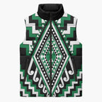 Green New Zealand Taniko Poutama Patikitiki Sleeveless Puffer Jacket - Aussie Hoodie