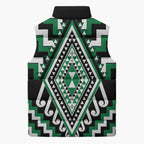 Green New Zealand Taniko Poutama Patikitiki Sleeveless Puffer Jacket - Aussie Hoodie