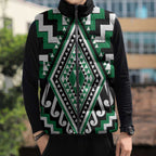 Green New Zealand Taniko Poutama Patikitiki Sleeveless Puffer Jacket - Aussie Hoodie