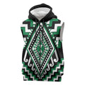 Green New Zealand Taniko Poutama Patikitiki Sleeveless Zip Hoodie LT14