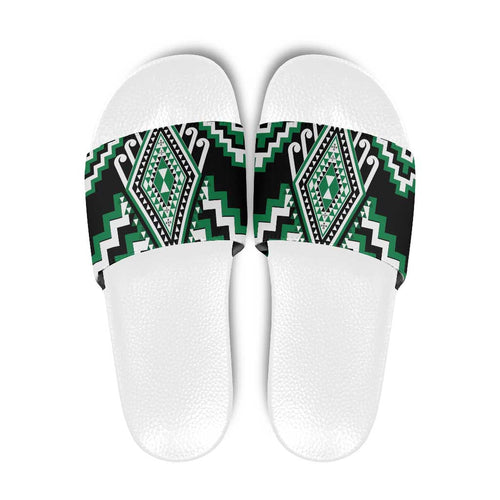 Green New Zealand Taniko Poutama Patikitiki Slide Sandals - Aussie Hoodie