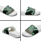Green New Zealand Taniko Poutama Patikitiki Slide Sandals - Aussie Hoodie