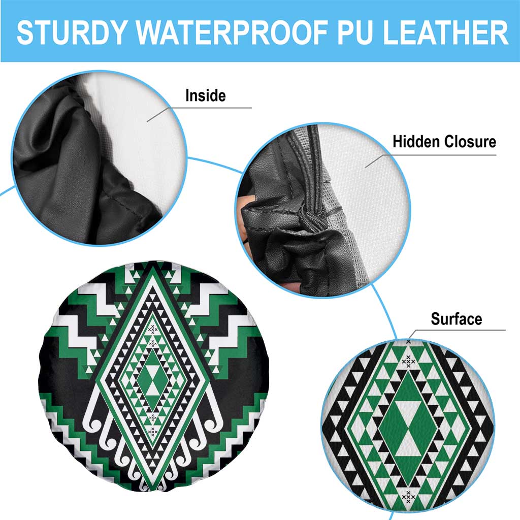 Green Aotearoa Taniko Poutama Patikitiki Spare Tire Cover