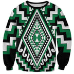 Green Aotearoa Taniko Poutama Patikitiki Sweatshirt