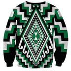 Green Aotearoa Taniko Poutama Patikitiki Sweatshirt