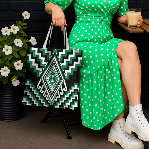 Green New Zealand Taniko Poutama Patikitiki Tote Bag - Aussie Hoodie
