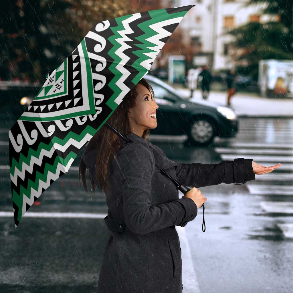 Green New Zealand Taniko Poutama Patikitiki Umbrella - Aussie Hoodie