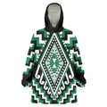 Green Aotearoa Taniko Poutama Patikitiki Wearable Blanket Hoodie