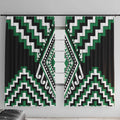 Green Aotearoa Taniko Poutama Patikitiki Window Curtain