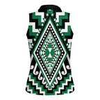 Green Aotearoa Taniko Poutama Patikitiki Women Sleeveless Polo Shirt
