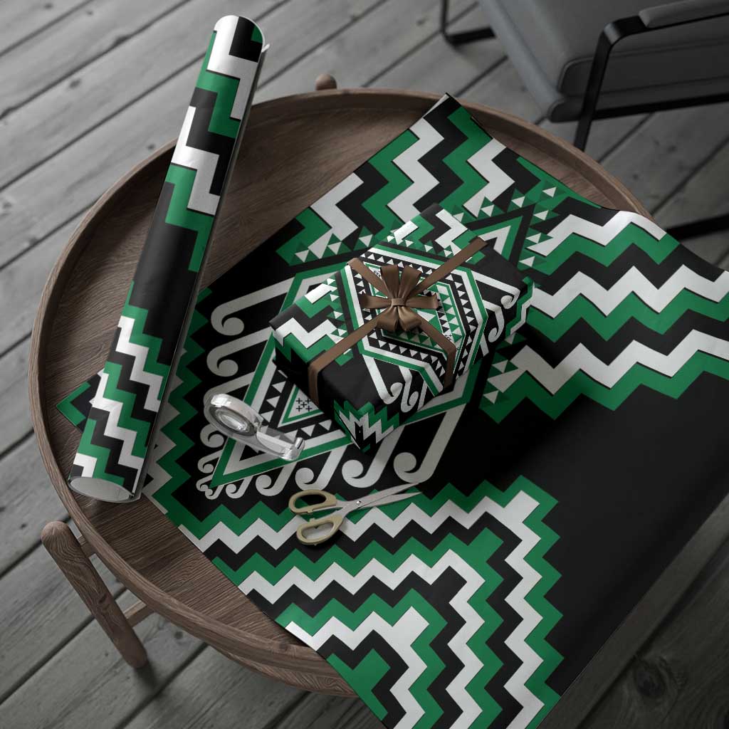 Green Aotearoa Taniko Poutama Patikitiki Wrapping Paper - Aussie Hoodie
