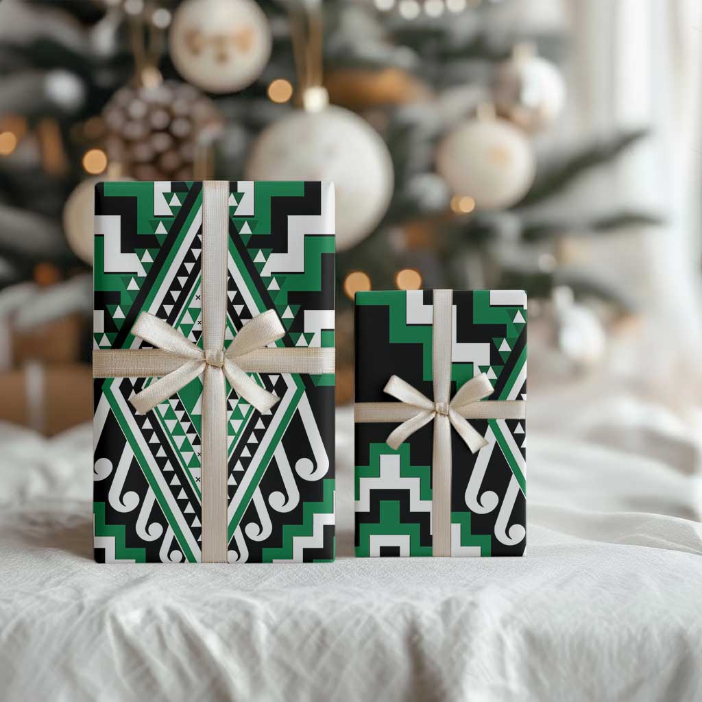 Green Aotearoa Taniko Poutama Patikitiki Wrapping Paper - Aussie Hoodie