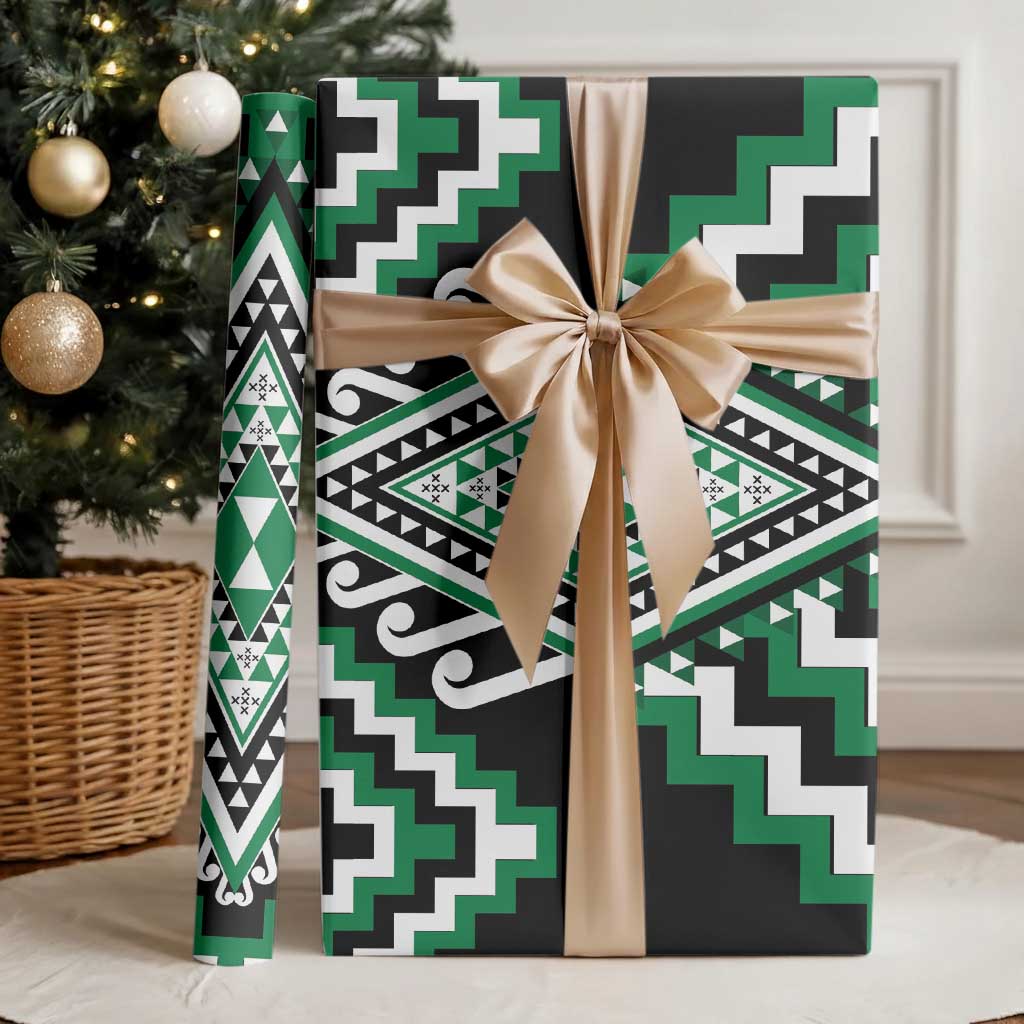 Green Aotearoa Taniko Poutama Patikitiki Wrapping Paper - Aussie Hoodie