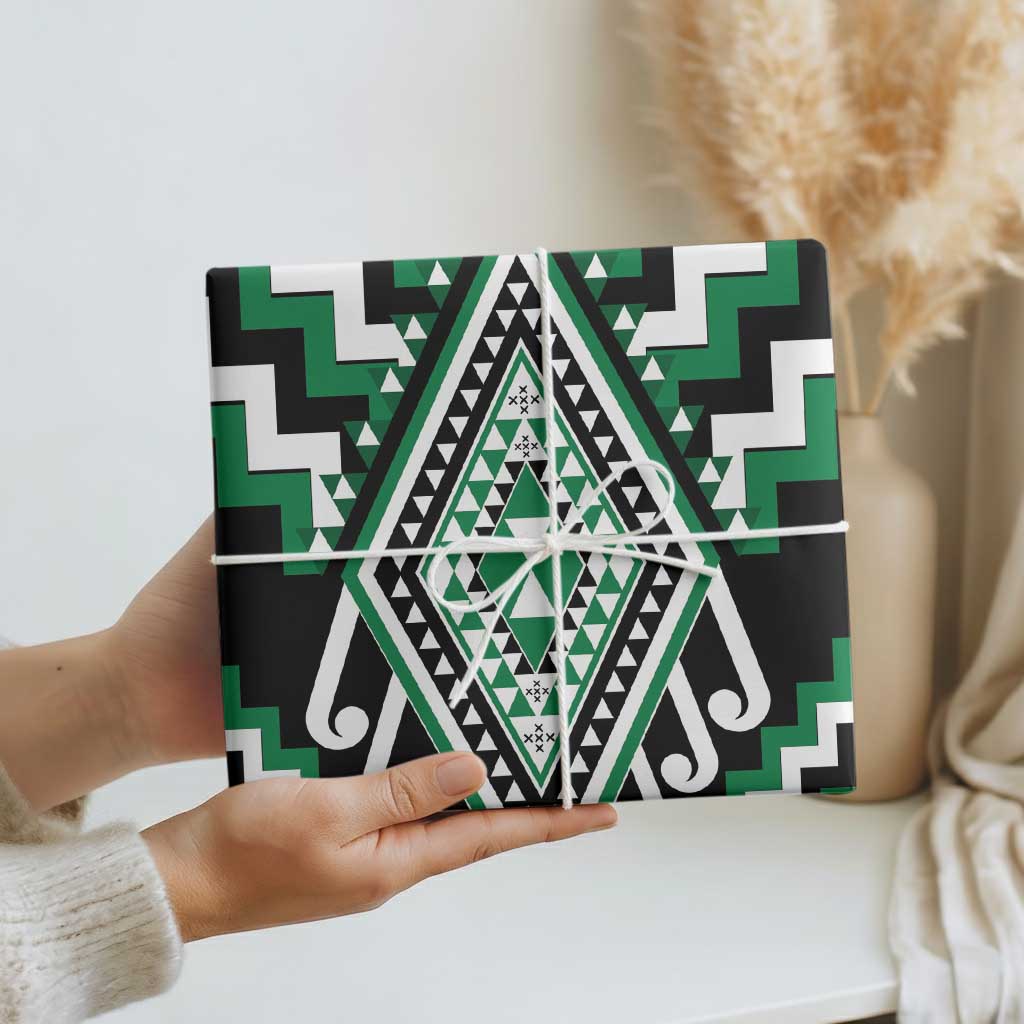 Green Aotearoa Taniko Poutama Patikitiki Wrapping Paper - Aussie Hoodie