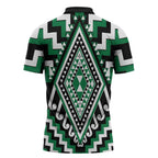 Green New Zealand Taniko Poutama Patikitiki Zipper Polo Shirt - Aussie Hoodie