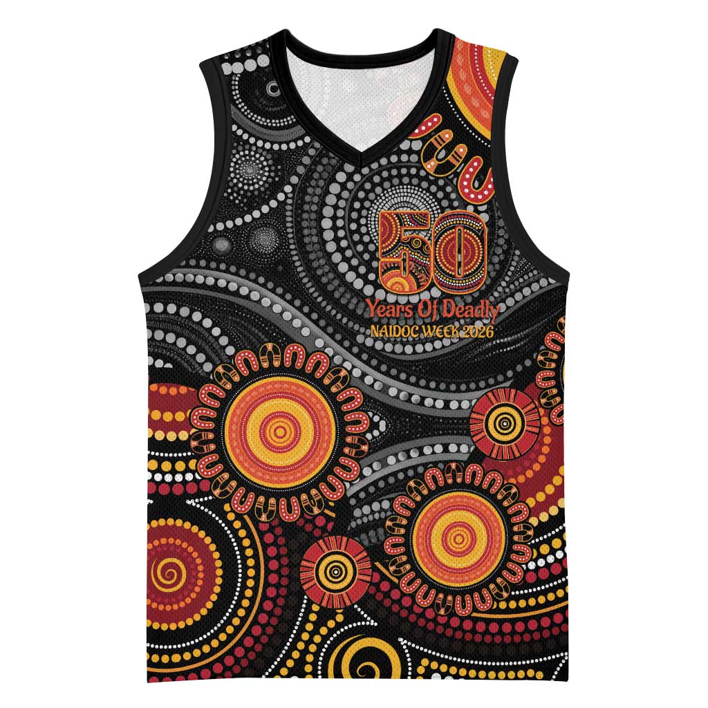 NAIDOC Week 50 Years Deadly Personalised Basketball Jersey Aboriginal Art