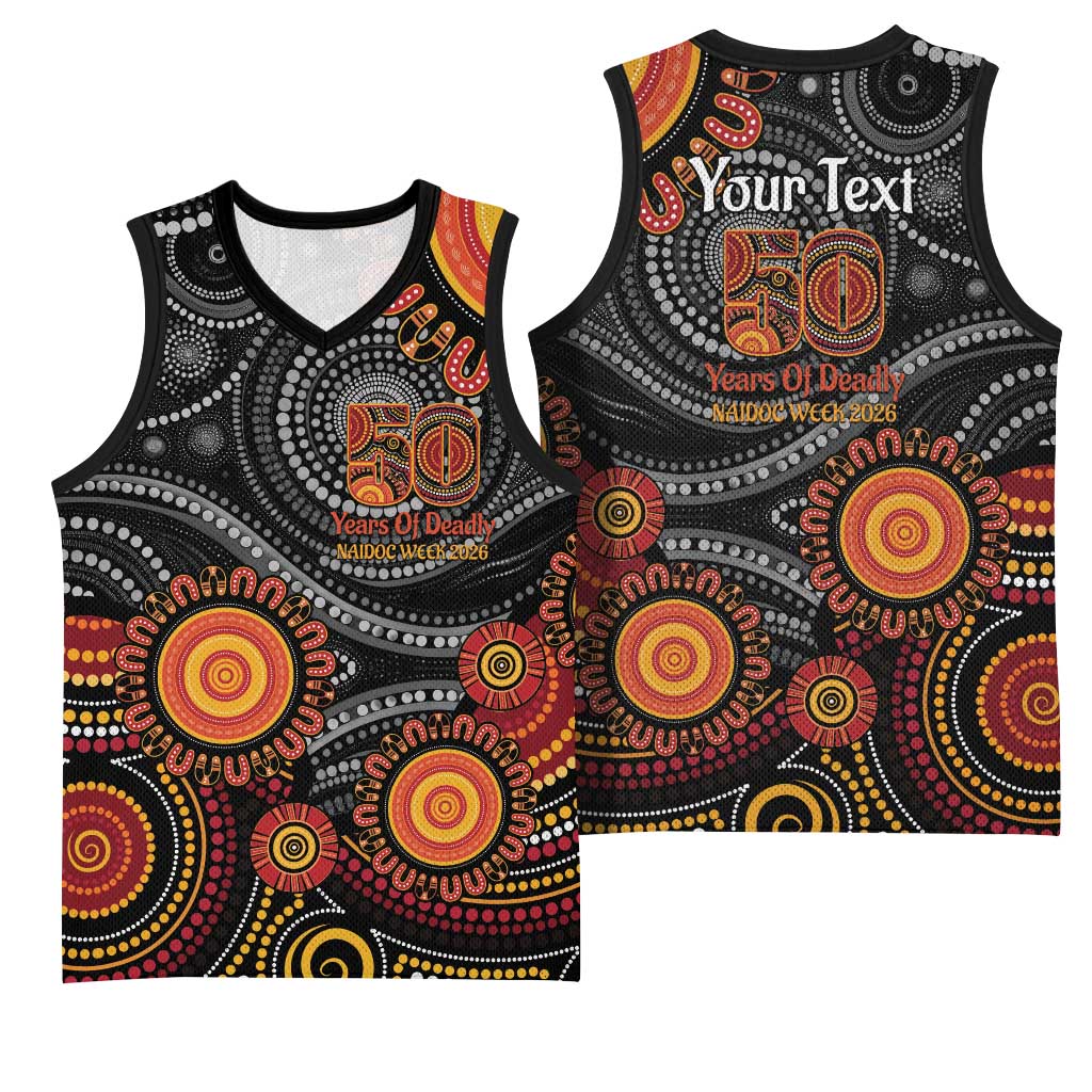 NAIDOC Week 50 Years Deadly Personalised Basketball Jersey Aboriginal Art