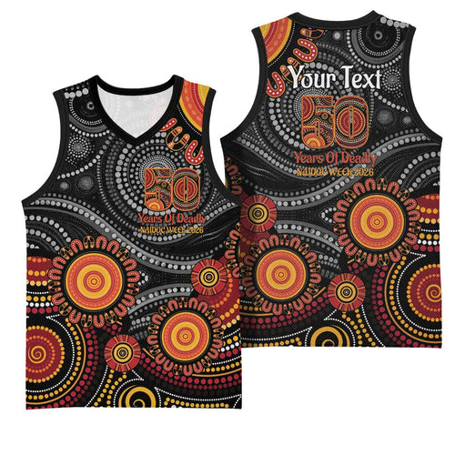 NAIDOC Week 50 Years Deadly Personalised Basketball Jersey Aboriginal Art