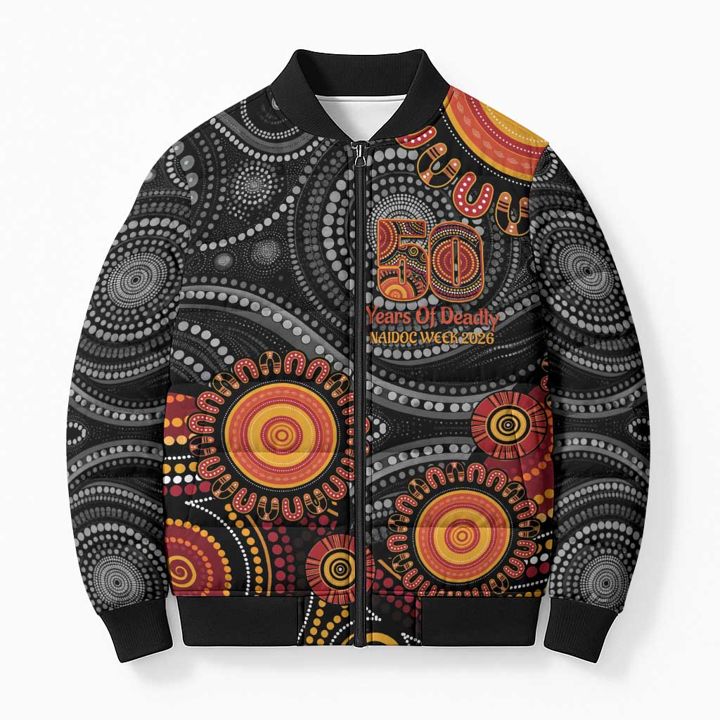 NAIDOC Week 50 Years Deadly Personalised Bomber Puffer Jacket Aboriginal Art