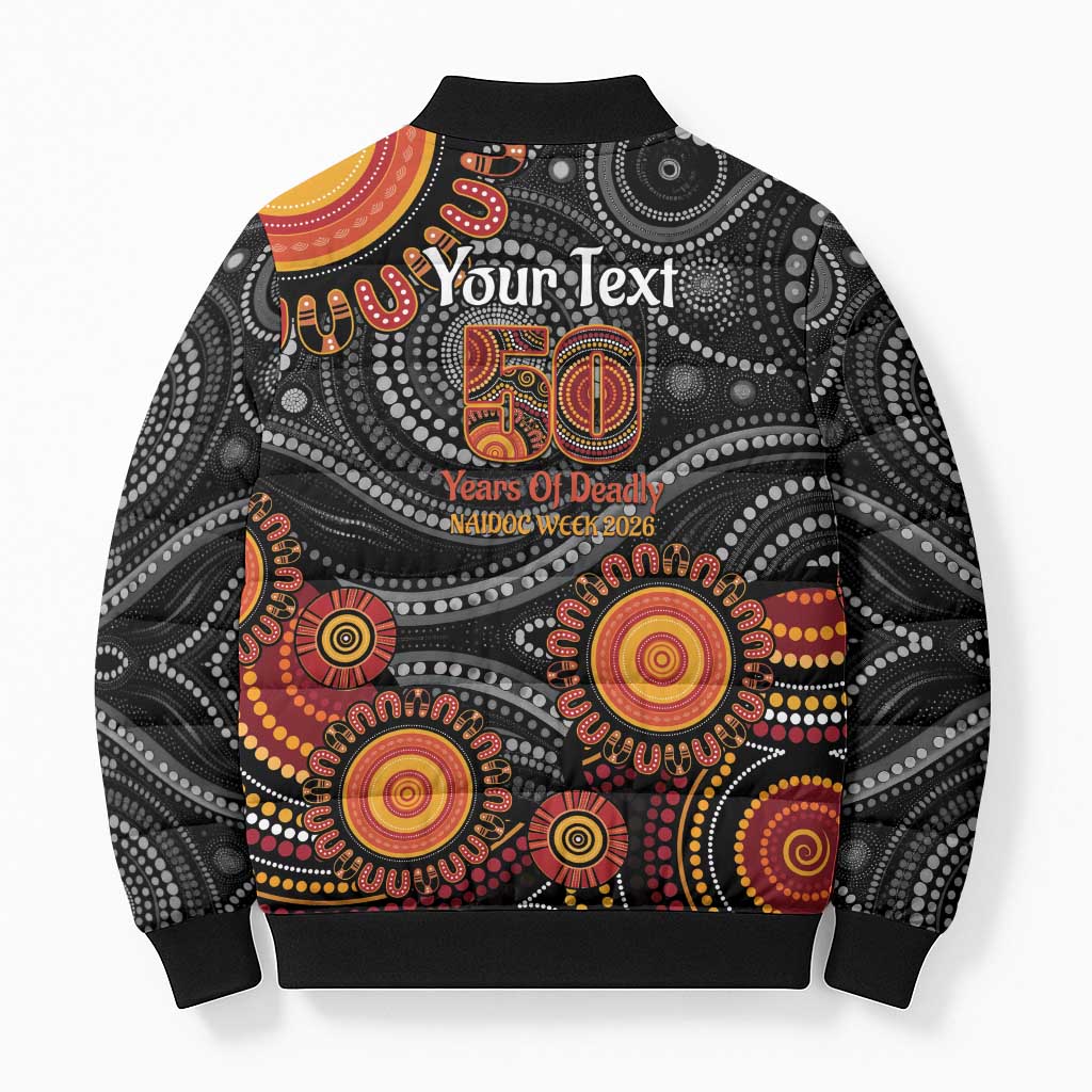 NAIDOC Week 50 Years Deadly Personalised Bomber Puffer Jacket Aboriginal Art