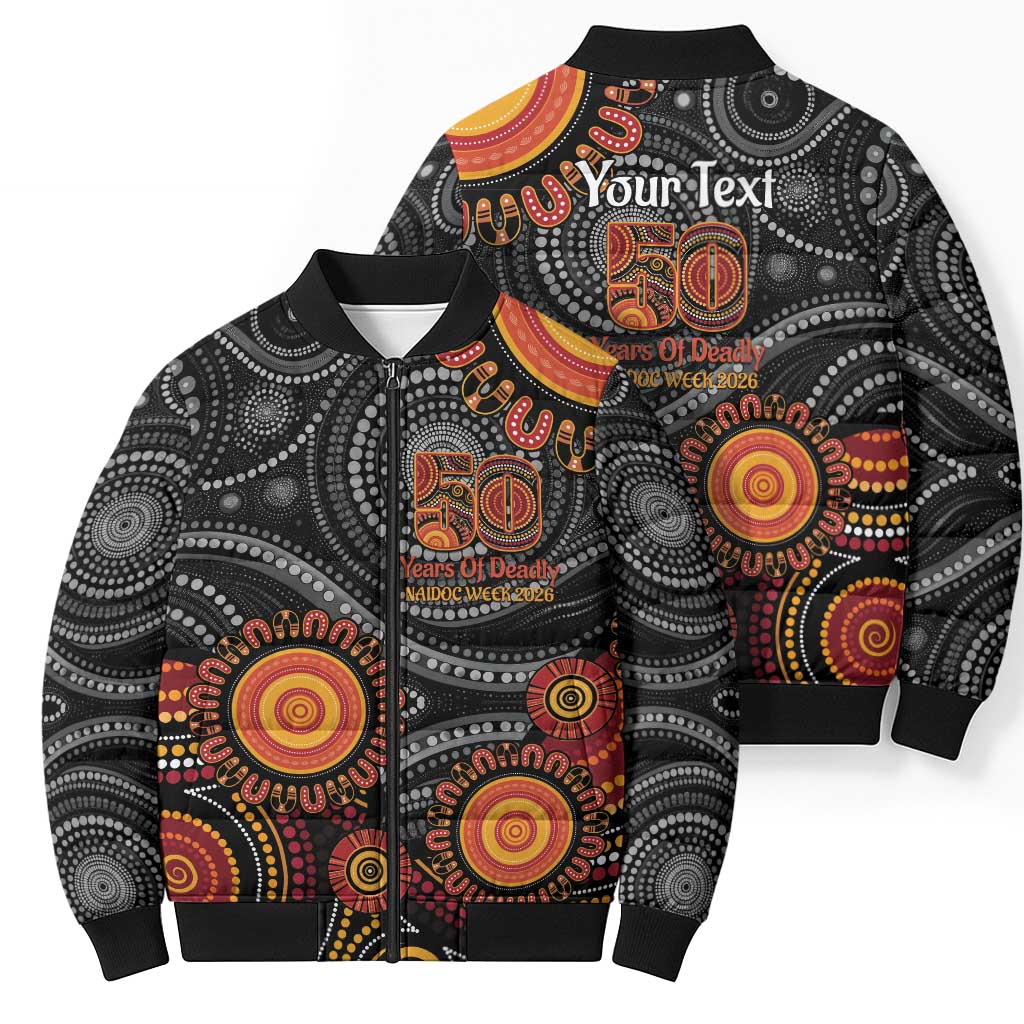 NAIDOC Week 50 Years Deadly Personalised Bomber Puffer Jacket Aboriginal Art