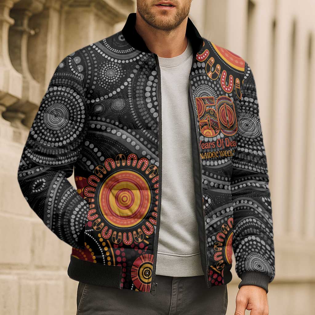 NAIDOC Week 50 Years Deadly Personalised Bomber Puffer Jacket Aboriginal Art
