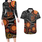 NAIDOC Week 50 Years Deadly Personalised Couples Matching Long Sleeve Bodycon Dress and Hawaiian Shirt Aboriginal Art