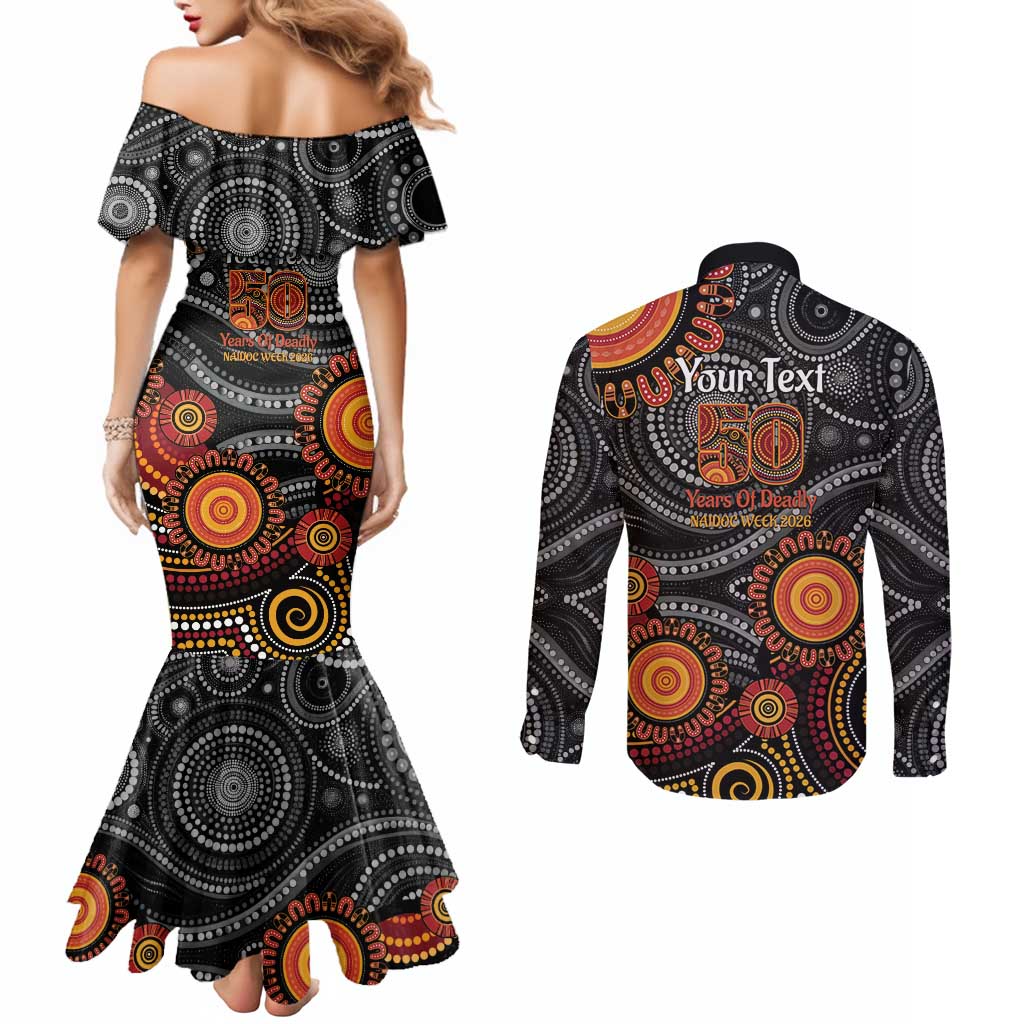 NAIDOC Week 50 Years Deadly Personalised Couples Matching Mermaid Dress and Long Sleeve Button Shirt Aboriginal Art