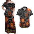 NAIDOC Week 50 Years Deadly Personalised Couples Matching Off Shoulder Maxi Dress and Hawaiian Shirt Aboriginal Art