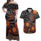 NAIDOC Week 50 Years Deadly Personalised Couples Matching Off Shoulder Maxi Dress and Hawaiian Shirt Aboriginal Art