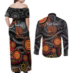 NAIDOC Week 50 Years Deadly Personalised Couples Matching Off Shoulder Maxi Dress and Long Sleeve Button Shirt Aboriginal Art