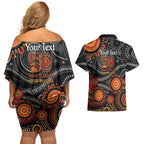 NAIDOC Week 50 Years Deadly Personalised Couples Matching Off Shoulder Short Dress and Hawaiian Shirt Aboriginal Art