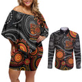 NAIDOC Week 50 Years Deadly Personalised Couples Matching Off Shoulder Short Dress and Long Sleeve Button Shirt Aboriginal Art