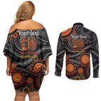 NAIDOC Week 50 Years Deadly Personalised Couples Matching Off Shoulder Short Dress and Long Sleeve Button Shirt Aboriginal Art