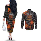 NAIDOC Week 50 Years Deadly Personalised Couples Matching Off The Shoulder Long Sleeve Dress and Long Sleeve Button Shirt Aboriginal Art