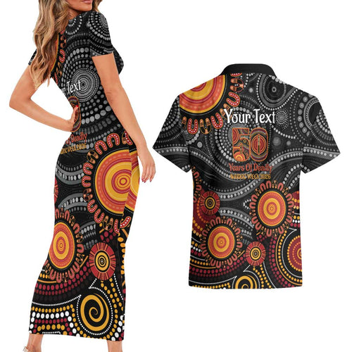 NAIDOC Week 50 Years Deadly Personalised Couples Matching Short Sleeve Bodycon Dress and Hawaiian Shirt Aboriginal Art