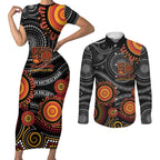 NAIDOC Week 50 Years Deadly Personalised Couples Matching Short Sleeve Bodycon Dress and Long Sleeve Button Shirt Aboriginal Art