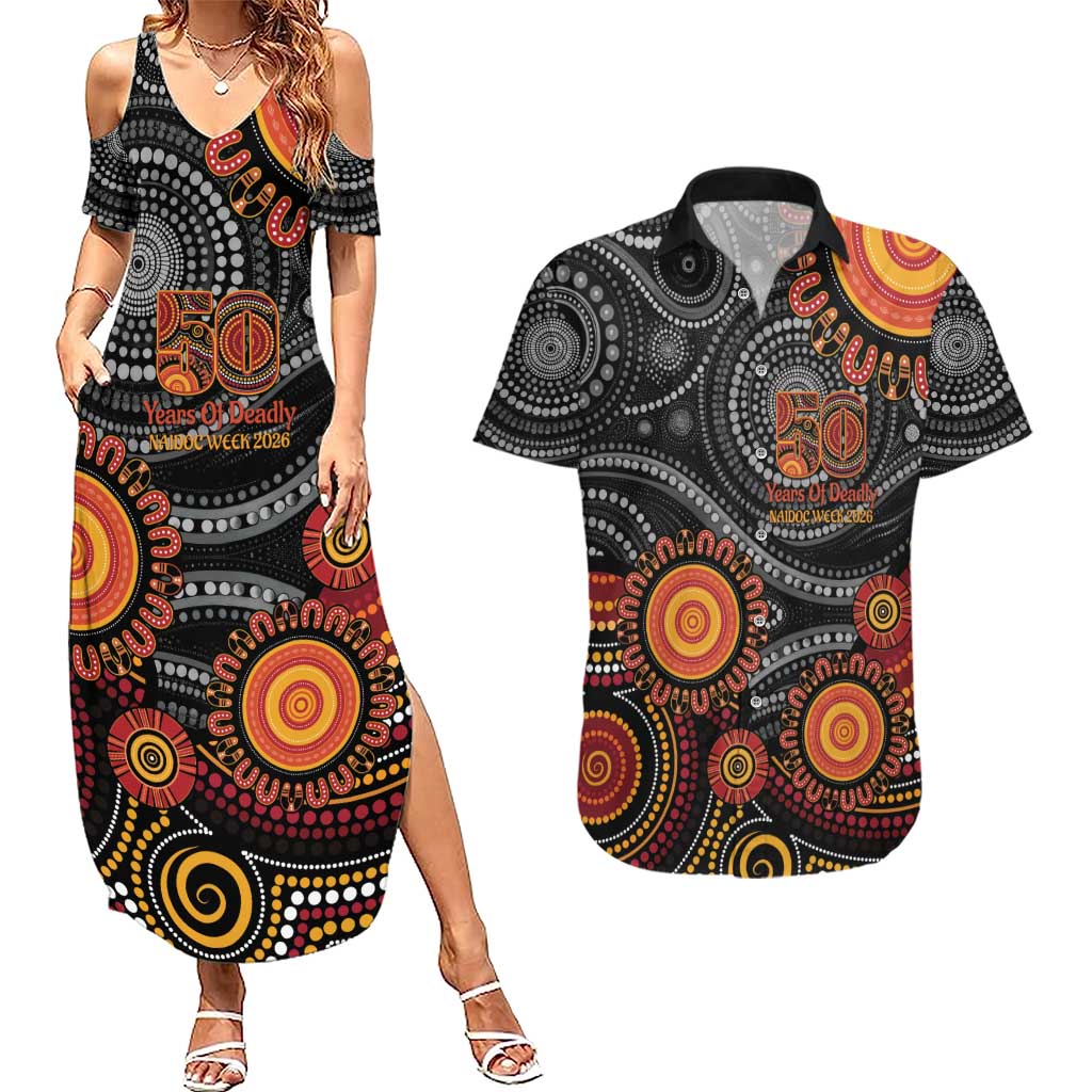NAIDOC Week 50 Years Deadly Personalised Couples Matching Summer Maxi Dress and Hawaiian Shirt Aboriginal Art